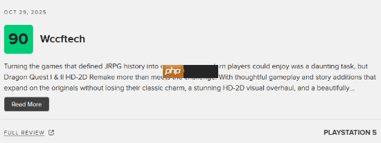 《勇者斗恶龙1+2RE》口碑解禁:M站均分86