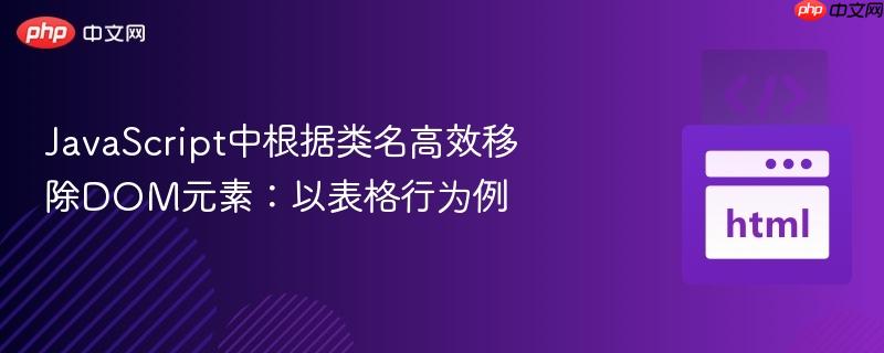 JavaScript中根据类名高效移除DOM元素：以表格行为例