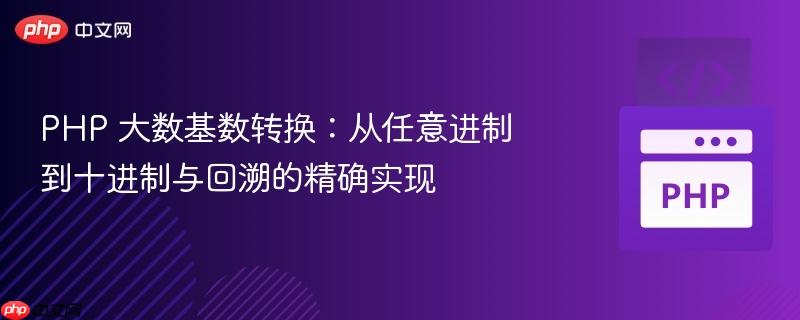 PHP 大数基数转换：从任意进制到十进制与回溯的精确实现
