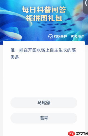 唯一能在开阔水域上自主生长的藻类是