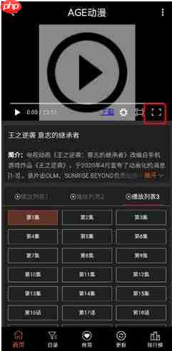 age动漫全屏播放设置