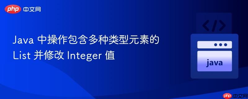java 中操作包含多种类型元素的 list 并修改 integer 值