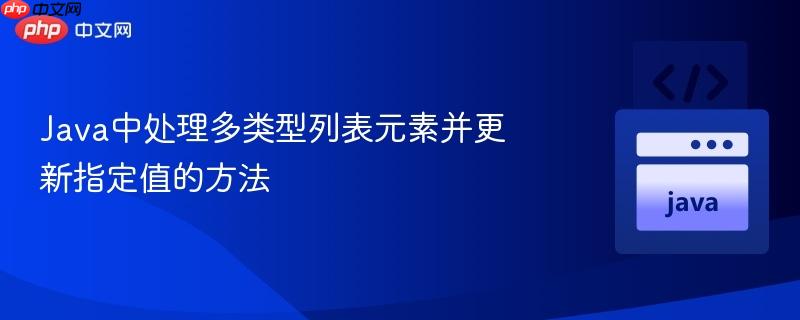 Java中处理多类型列表元素并更新指定值的方法
