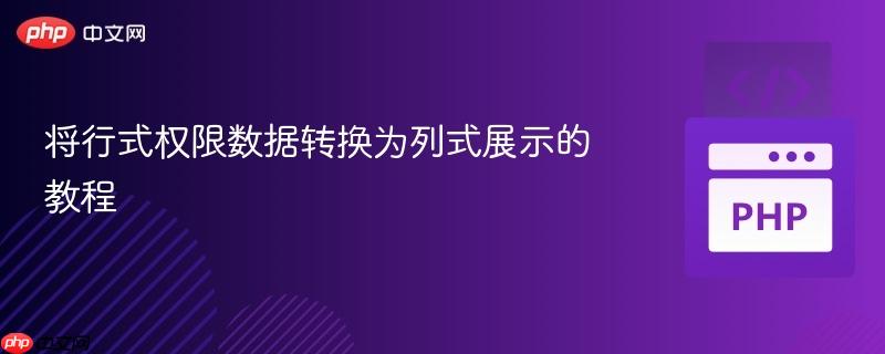 将行式权限数据转换为列式展示的教程
