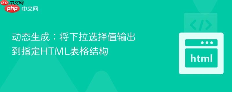 动态生成：将下拉选择值输出到指定HTML表格结构
