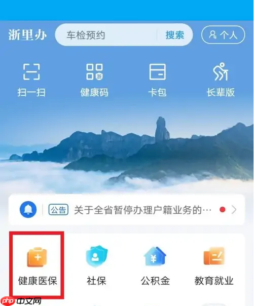 《浙里办》医疗停保业务办理入口