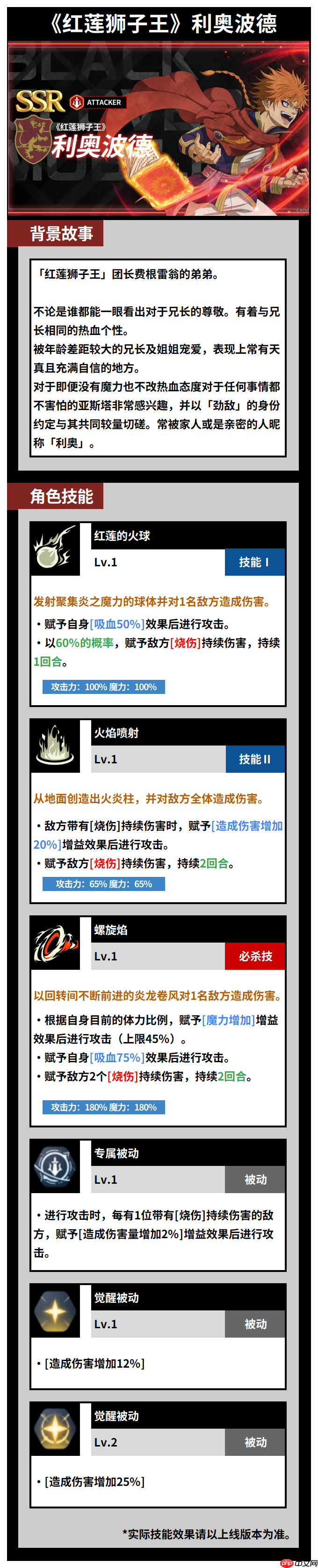 《黑色四叶草魔法帝之道》红莲狮子王利奥波德介绍