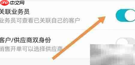 智慧记星火开启关联业务员