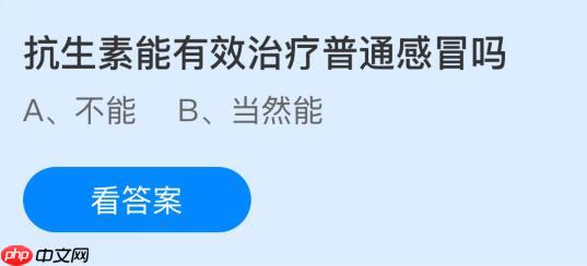 抗生素能有效治疗普通感冒吗?蚂蚁庄园课堂今天答案最新11月4日