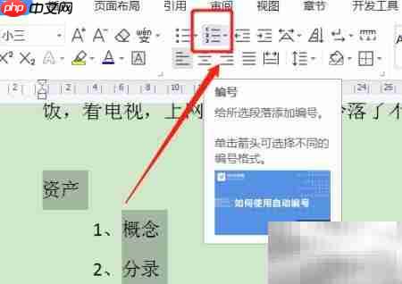 WPS多级编号设置方法
