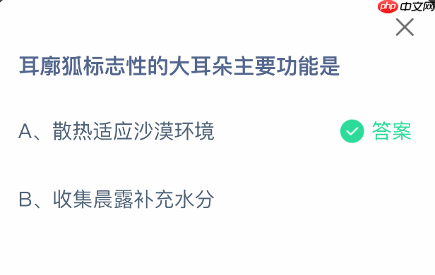 耳廓狐标志性的大耳朵主要功能是