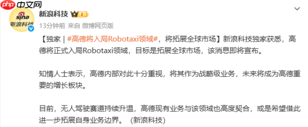 高德将入局Robotaxi领域!未来将成为重要的增长板块