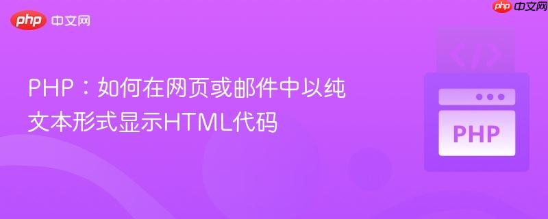 PHP:如何在网页或邮件中以纯文本形式显示HTML代码