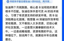 原快手副总裁张迪已从哔哩哔哩离职，加入阿里