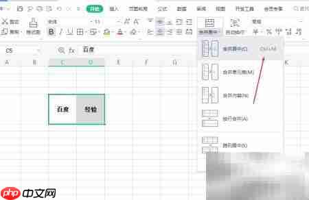 合并居中快捷键技巧