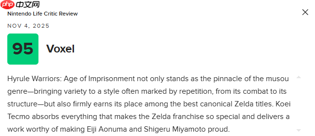 《塞尔达无双:封印战纪》M站79分:登顶无双游戏巅峰!