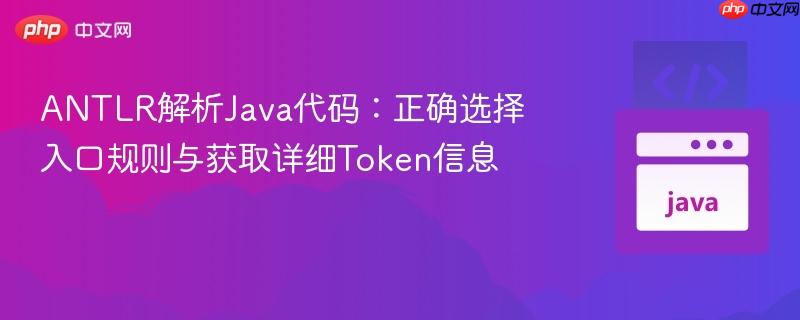 ANTLR解析Java代码:正确选择入口规则与获取详细Token信息