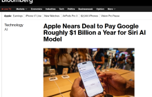 ​苹果计划每年支付 10 亿美元给谷歌，以升级 Siri 语音助手