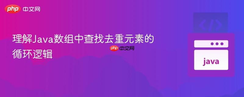 理解java数组中查找去重元素的循环逻辑