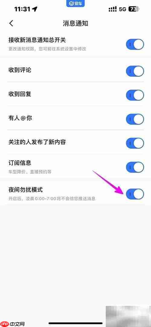 易车夜间勿扰模式开启方法