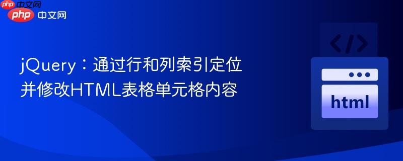 jQuery:通过行和列索引定位并修改HTML表格单元格内容
