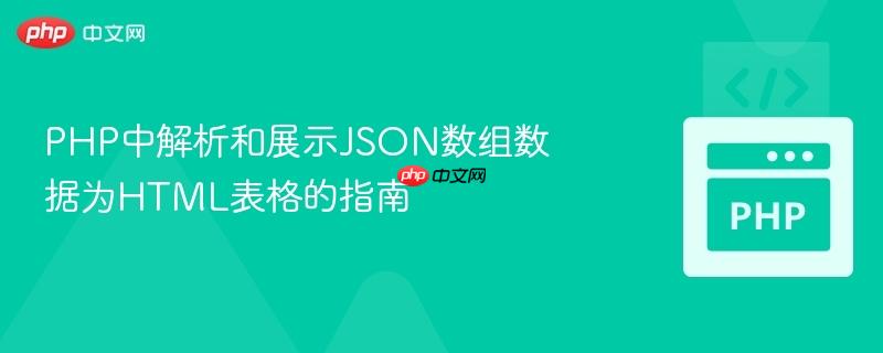 PHP中解析和展示JSON数组数据为HTML表格的指南