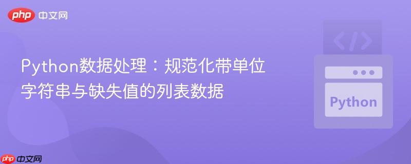 Python数据处理：规范化带单位字符串与缺失值的列表数据