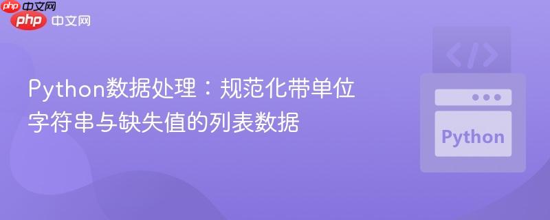 Python数据处理:规范化带单位字符串与缺失值的列表数据