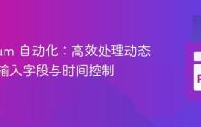Selenium 自动化：高效处理动态加载的输入字段与时间控制