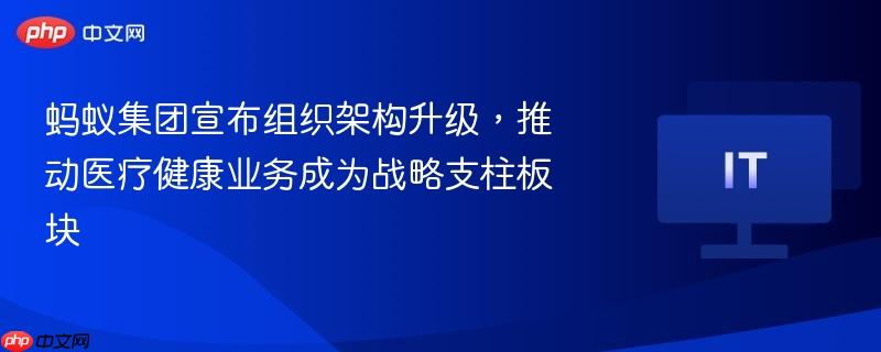 蚂蚁集团宣布组织架构升级,推动医疗健康业务成为战略支柱板块