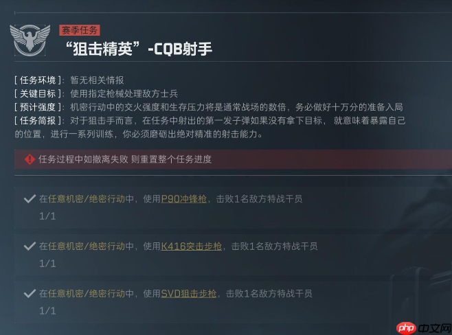 三角洲行动S5赛季狙击精英任务介绍