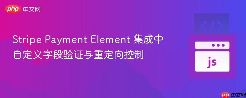 Stripe Payment Element 集成中自定义字段验证与重定向控制
