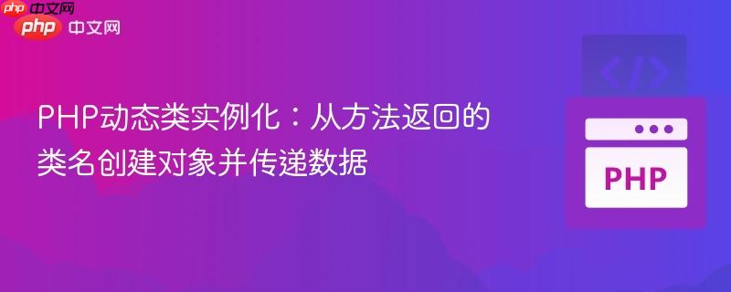 PHP动态类实例化：从方法返回的类名创建对象并传递数据
