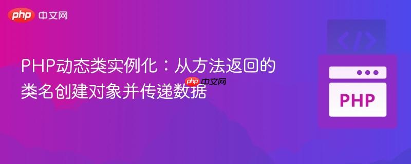 PHP动态类实例化:从方法返回的类名创建对象并传递数据