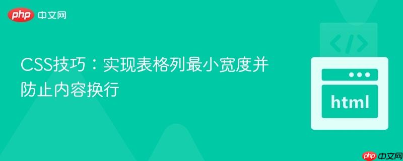 CSS技巧:实现表格列最小宽度并防止内容换行
