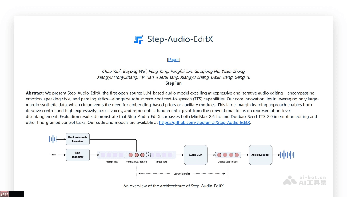 Step-Audio-EditX— 阶跃星辰开源的音频编辑大模型