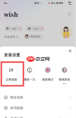 《有道词典》调整语速方法