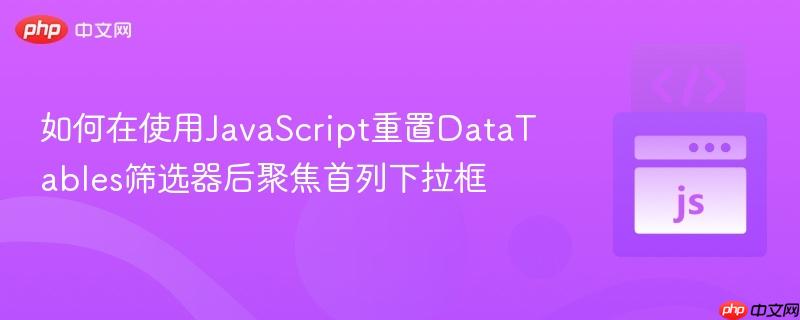 如何在使用javascript重置datatables筛选器后聚焦首列下拉框