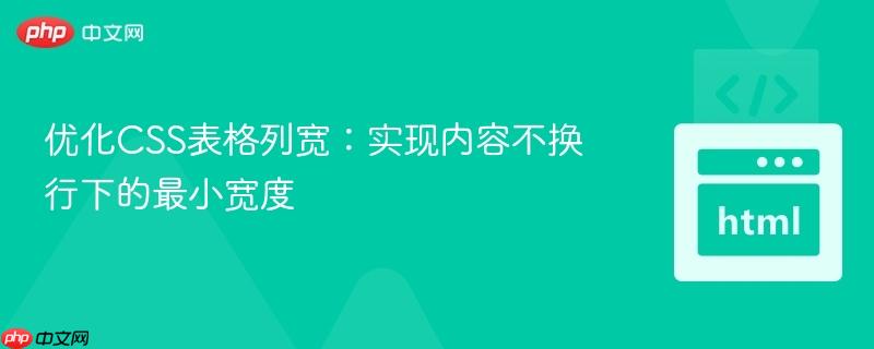 优化CSS表格列宽：实现内容不换行下的最小宽度
