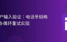 Java用户输入验证：电话号码格式校验与循环重试实现