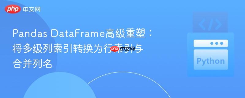 pandas dataframe高级重塑：将多级列索引转换为行索引与合并列名