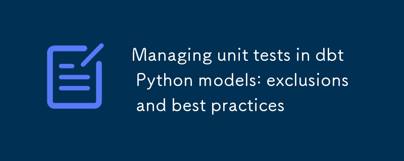 Gestion des tests unitaires dans les modèles Python dbt : exclusions et bonnes pratiques