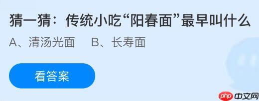 传统小吃“阳春面”最早叫什么？蚂蚁庄园今日答案最新11.11