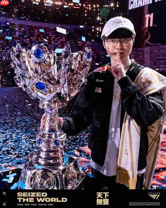 《英雄联盟》T1战队三连冠！官方晒全员捧杯图