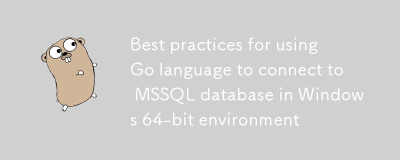Best Practices für die Verwendung der Go-Sprache zum Herstellen einer Verbindung zur MSSQL-Datenbank in einer Windows 64-Bit-Umgebung