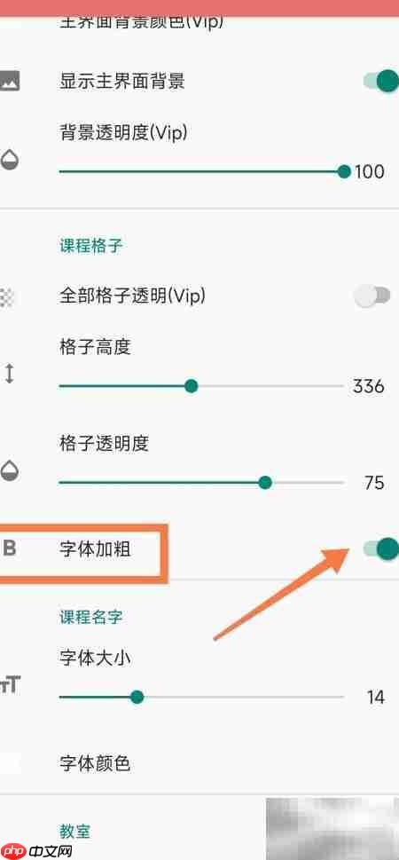 Simple课程表字体加粗设置方法