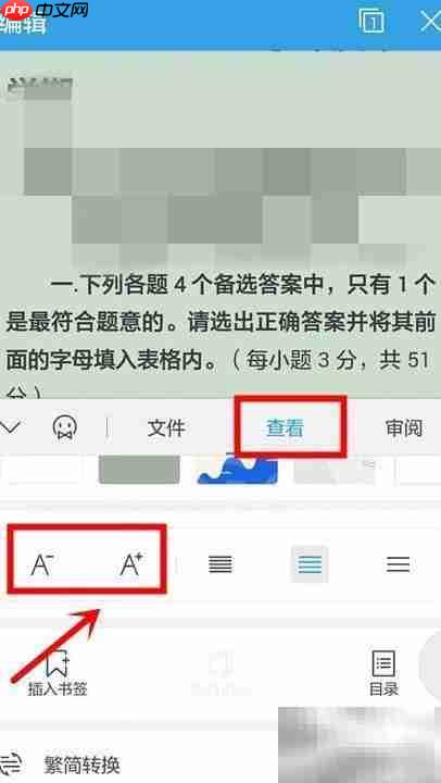 WPS手机端调整字体大小技巧