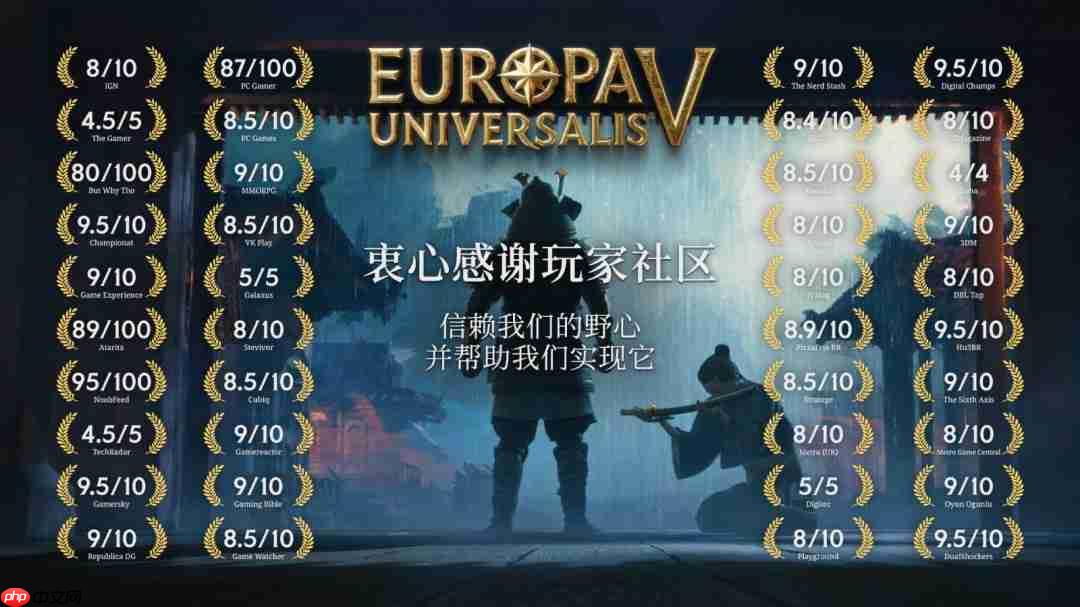 《欧陆风云5》媒体赞誉图 p社感谢中国玩家建议