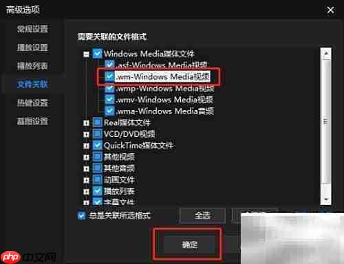 暴风影音关联.wm文件设置