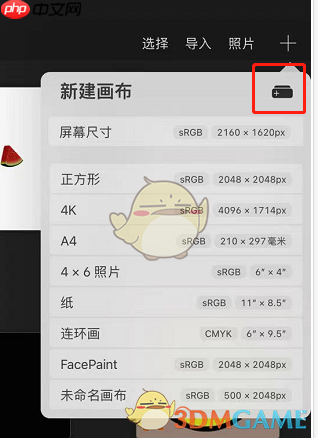 《procreate》自定义画布大小方法